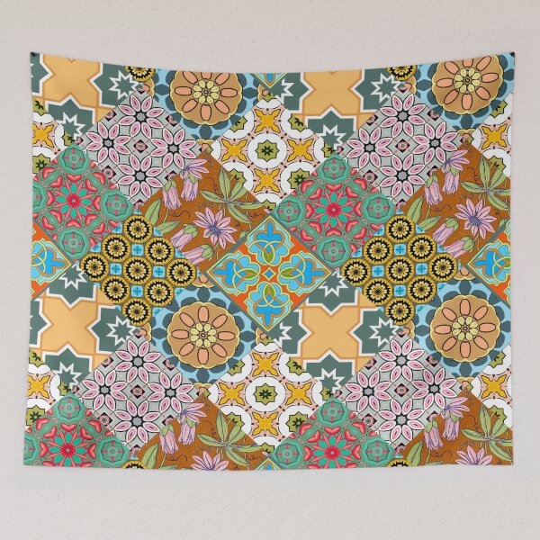 Item preview, Patchwork,mosaic,flowers,azulejo,quilt,Portuguese tiles  designed and sold by MariaMarinova.