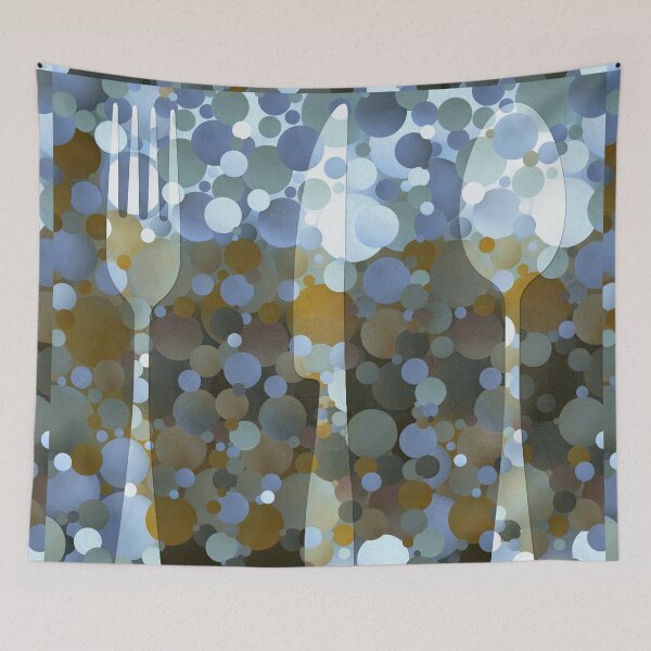 Item preview, Blue And Brown Polka Dot Silverware Art All Set designed and sold by Sharon Cummings Art.