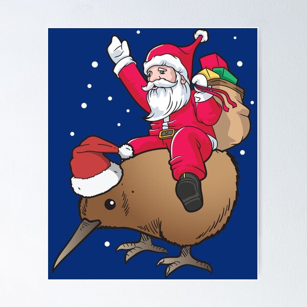New Zealand Hoodie Santa Riding Kiwi Bird Meri Kirihimete Ugly Christmas Maori Patterns main image 1