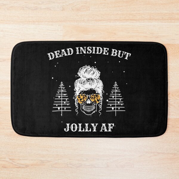 Item preview, Funny Christmas Skull Party Leopard Pattern - Dead Inside But Jolly AF Christmas Skeleton - Christmas Skull Messy Bun designed and sold by Run to Creations.