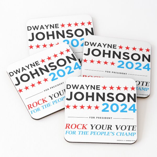 Aperçu de l'œuvre Votez pour l'élection du président Dwayne Johnson de The Rock 2024 (noir) créée et vendue par Smark Out Moment.