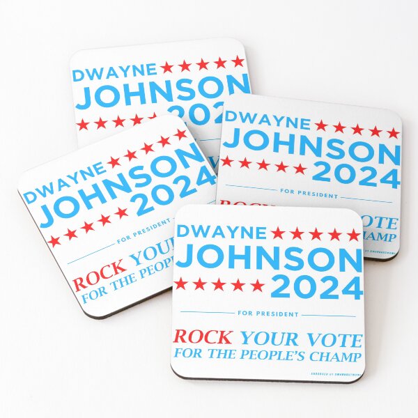 Aperçu de l'œuvre Votez pour l'élection du président Dwayne Johnson de The Rock 2024 (bleu) créée et vendue par Smark Out Moment.
