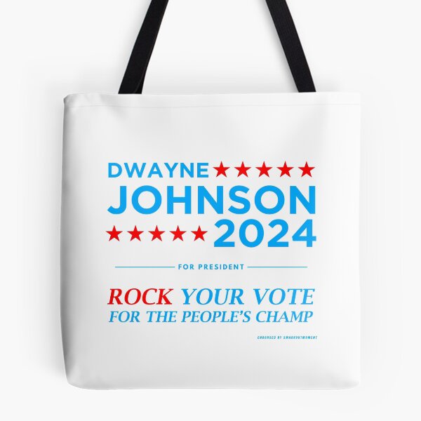 Aperçu de l'œuvre Votez pour l'élection du président Dwayne Johnson de The Rock 2024 (bleu) créée et vendue par Smark Out Moment.