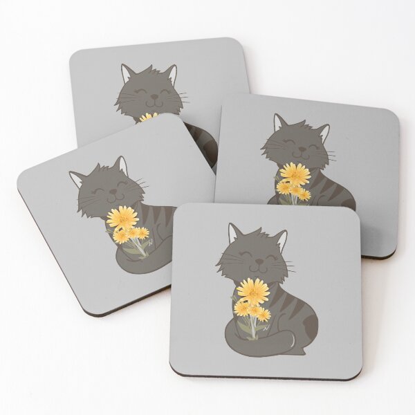 Item preview, Gray Cat With Yellow Margaret Flowers  designed and sold by AmeliaStore1.