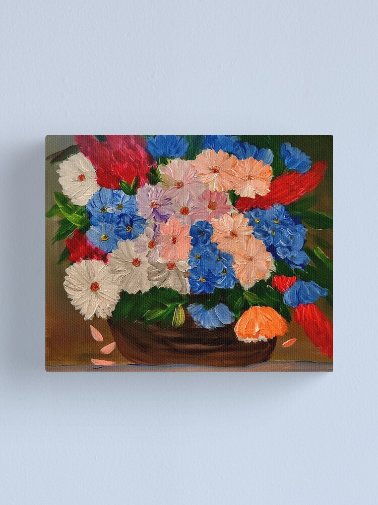 Alternate view of A lovely basket of of mixed flowers Canvas Print