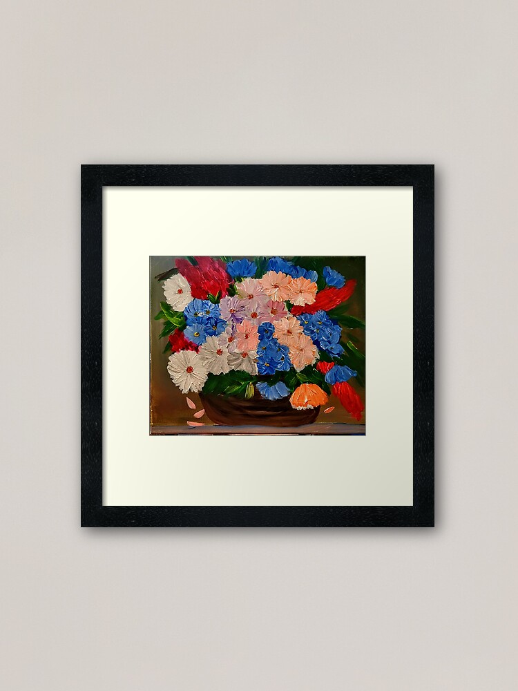 Alternate view of A lovely basket of of mixed flowers  Framed Art Print