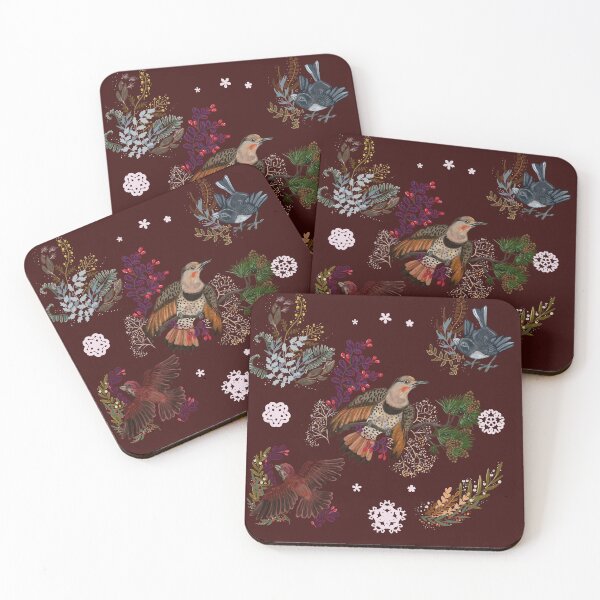 Item preview, Festive Birds Norther Flicker, Slate Junco, Purple Finch designed and sold by Shadowind.