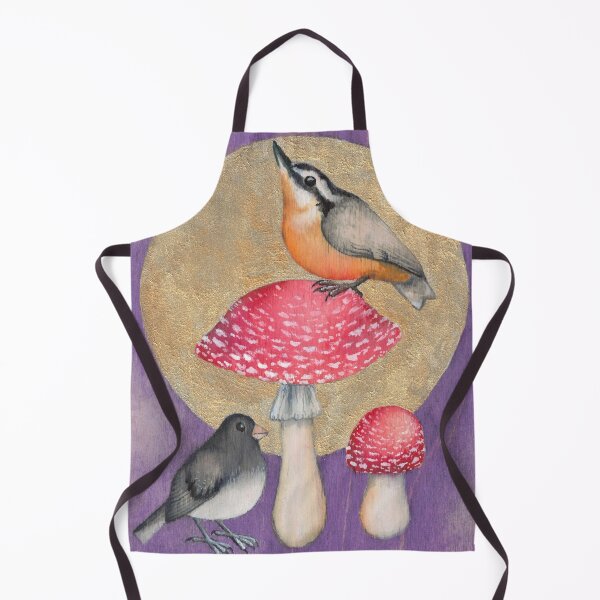 Item preview, Birds and mushrooms on purple background designed and sold by Kelley-Art.