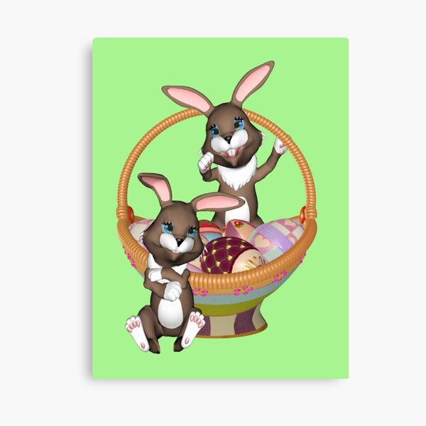 Cute Easter bunnies Canvas Print
