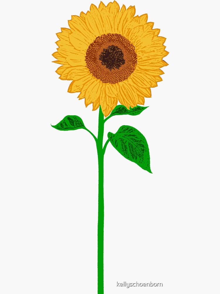 "sunflower with stem" Sticker by kellyschoenborn | Redbubble