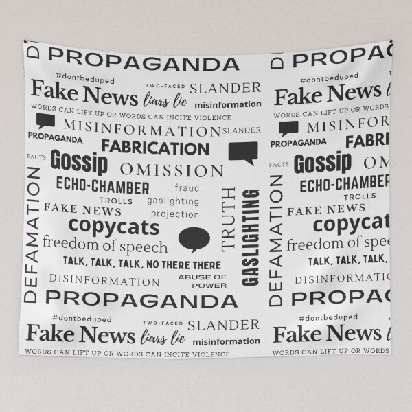 Item preview, Free Speech, fake news, misinformation gear Black on White designed and sold by ShakingTrees.