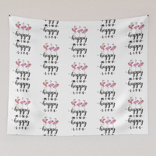 Item preview, Flamingo Happy Mind Happy Life designed and sold by LorryoChic.