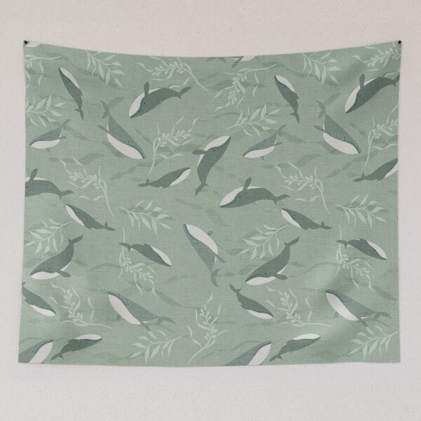 Item preview, Whale Dreaming Swimming in the Oceans Sea Green designed and sold by Cecilia Mok.