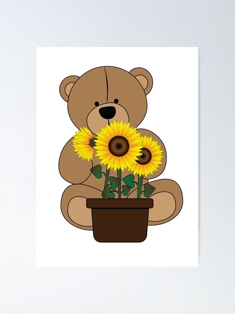 teddy bear holding a sunflower