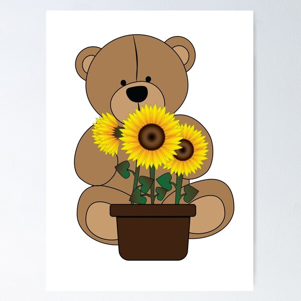 Teddy bear holding a clearance sunflower