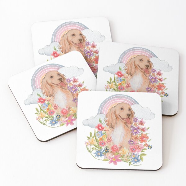 Item preview, Vintage Golden Cocker Retriever Floral Field  designed and sold by jlmcreativeau.