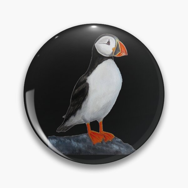 Item preview, Atlantic Puffin on Rock - Realistic Acrylic Bird Painting   designed and sold by KIINcreations.
