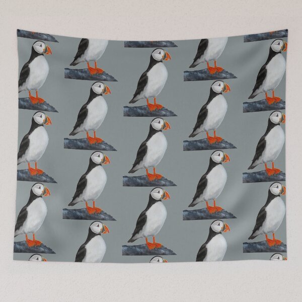 Item preview, Atlantic Puffin on Rock - Realistic Acrylic Bird Painting   designed and sold by KIINcreations.