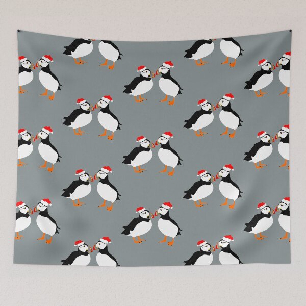 Item preview, Farne Island Christmas Puffins in Santa hats   designed and sold by KIINcreations.