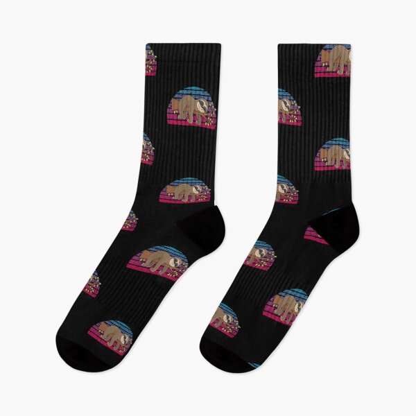 Item preview, Always Late But Worth the Wait - Retro Rainbow Sunset Sleeping Sloth in Tree Distressed by Boo-da-chay designed and sold by Boo-da-chay.