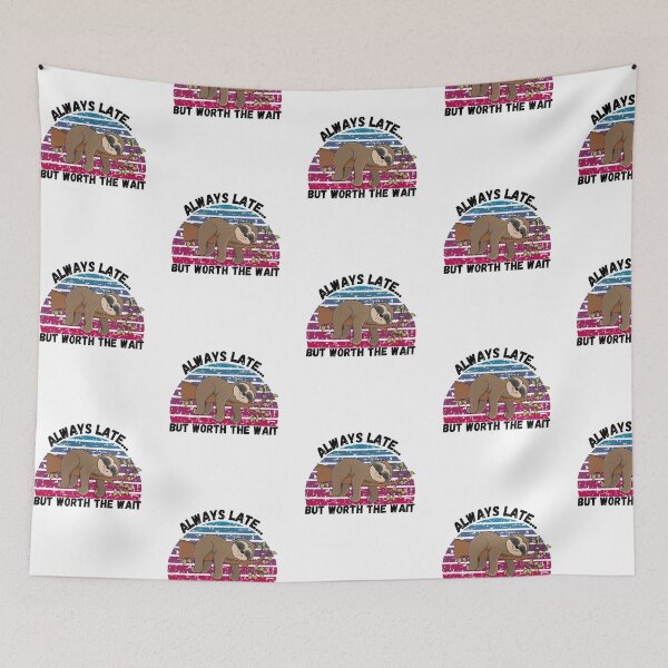 Item preview, Always Late But Worth the Wait - Retro Rainbow Sunset Sleeping Sloth in Tree Distressed by Boo-da-chay designed and sold by Boo-da-chay.