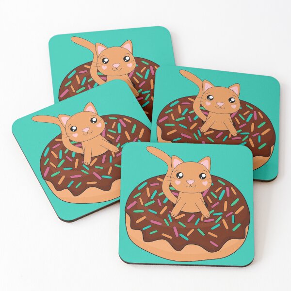 Item preview, Kawaii Cat Doughnut Chocolate Ginger designed and sold by cashewdays.