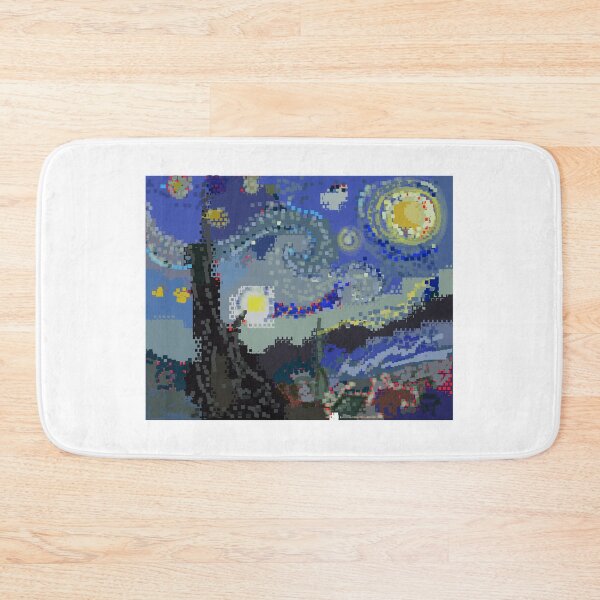 Item preview, The Starry Night - Vincent van Gogh painting in square shape blocks style designed and sold by KARTICK DUTTA.