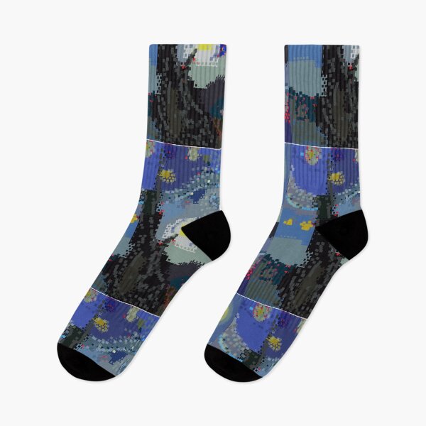 Item preview, The Starry Night - Vincent van Gogh painting in square shape blocks style designed and sold by KARTICK DUTTA.