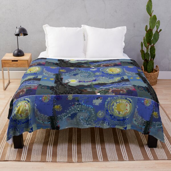 Item preview, The Starry Night - Vincent van Gogh painting in square shape blocks style designed and sold by KARTICK DUTTA.