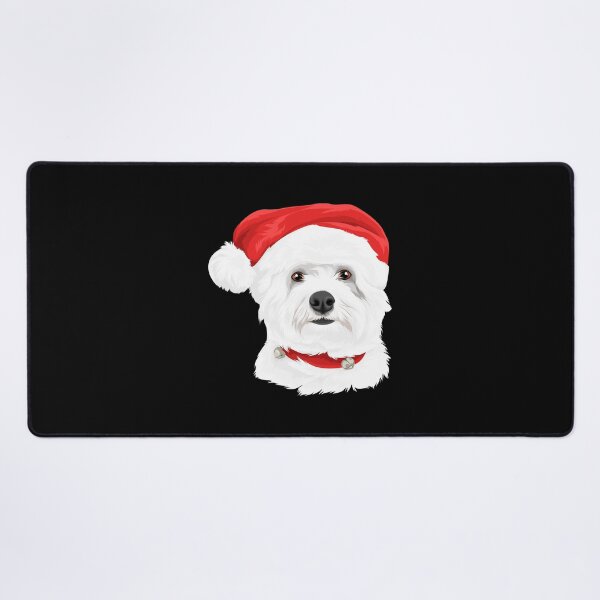 Item preview, Christmas dog wearing Santa Hat-gift idea for Highland Terrier lovers designed and sold by BRtisticDesigns.