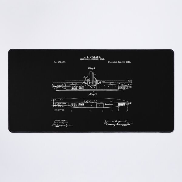 Item preview, Submergible Torpedo Boat (Submarine) Vintage Patent Art 1892  designed and sold by LadyMay Vintage.