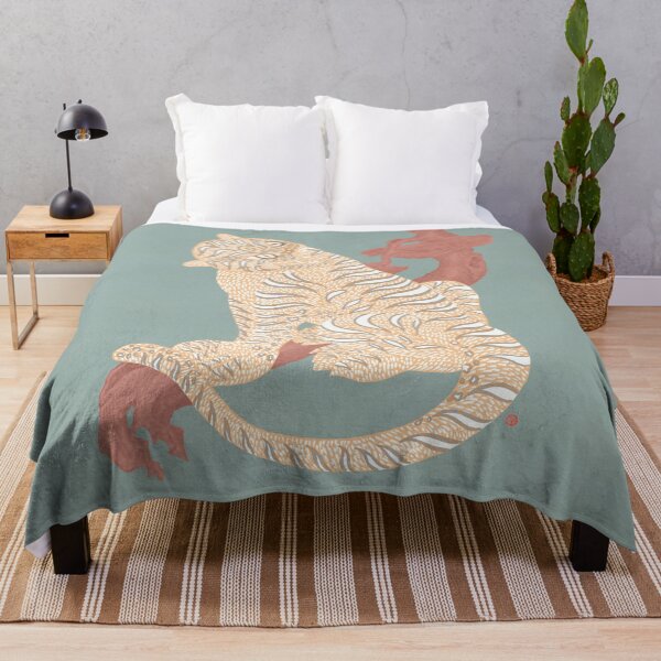 Item preview, BeigeTiger with sage green -Minhwa Korean folk art designed and sold by joyfultaylor.