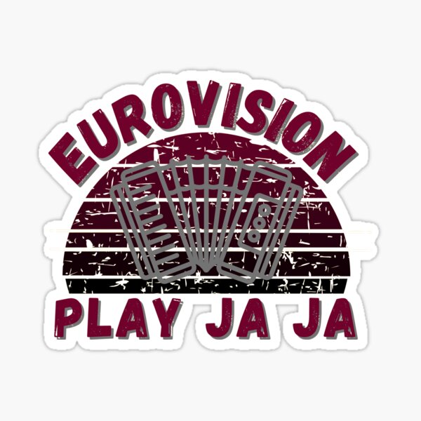 Artikel-Vorschau von Eurovision Play Ja Ja - Akkordeon Distressed Sunset auf Grau - Original von Boo-da-chay, designt und verkauft von Boo-da-chay.