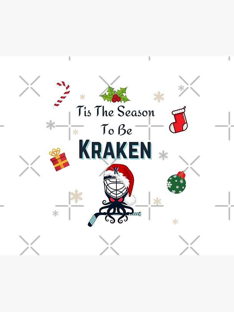 Disover Seattle Kraken Christmas, Tis The Season To Be Kraken. Shower Curtain