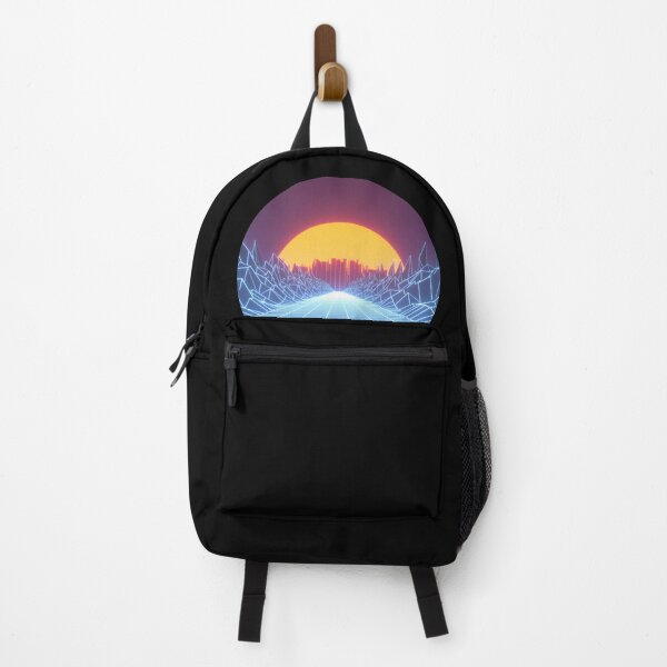 Item preview, Diseño elegante de synthwave. Carretera de neón y ciudad en los rayos del sol poniente designed and sold by PandyPO.