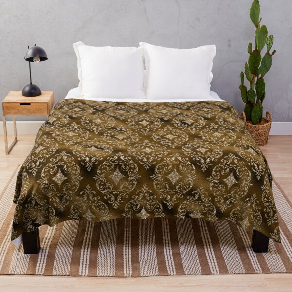 Item preview, Moss Brown Gold Damask Pattern designed and sold by shabzdesigns.
