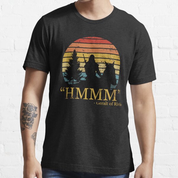 Der Hexer - Geralt von Riva zu Pferd bei Vintage-Sonnenuntergang Essential T-Shirt