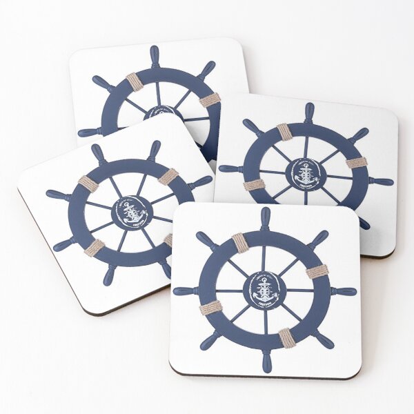 Item preview, Navy blue ship wheel nautical boat helm designed and sold by NOVA SUPPLY.