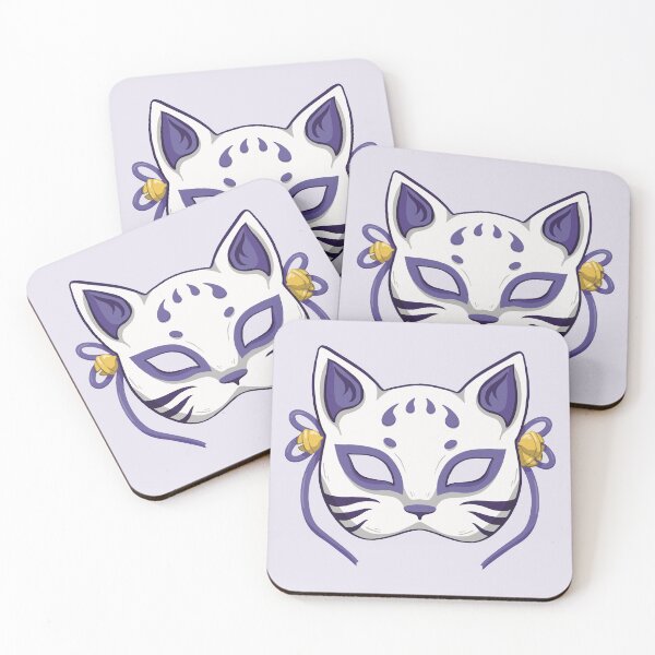Item preview, Cute Kabuki Cat Mask | Maneki Neko - Violet version designed and sold by ShyOwlet.