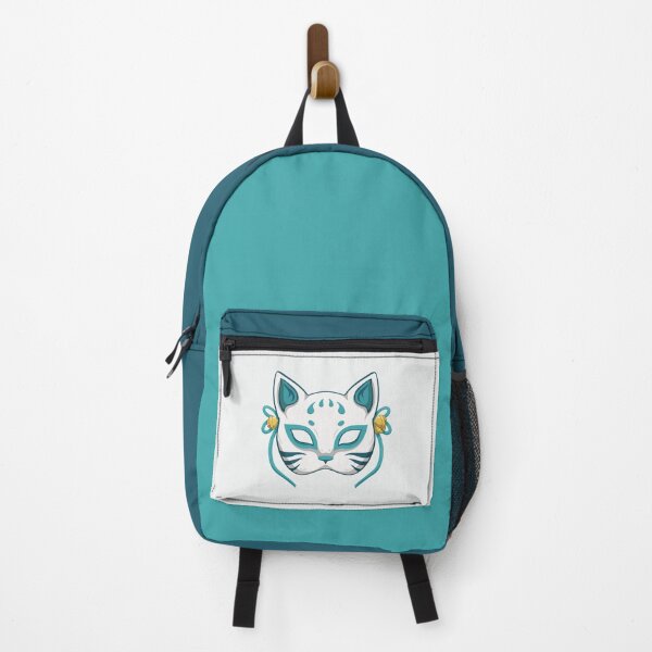 Item preview, Cute Kabuki Neko Mask | Fortune Cat - Turquoise/Blue version designed and sold by ShyOwlet.