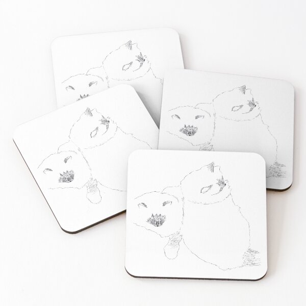 Item preview, Fluffy Birman Cats Cuddle In A Heart Line Art designed and sold by Drawn By Hand Designs.