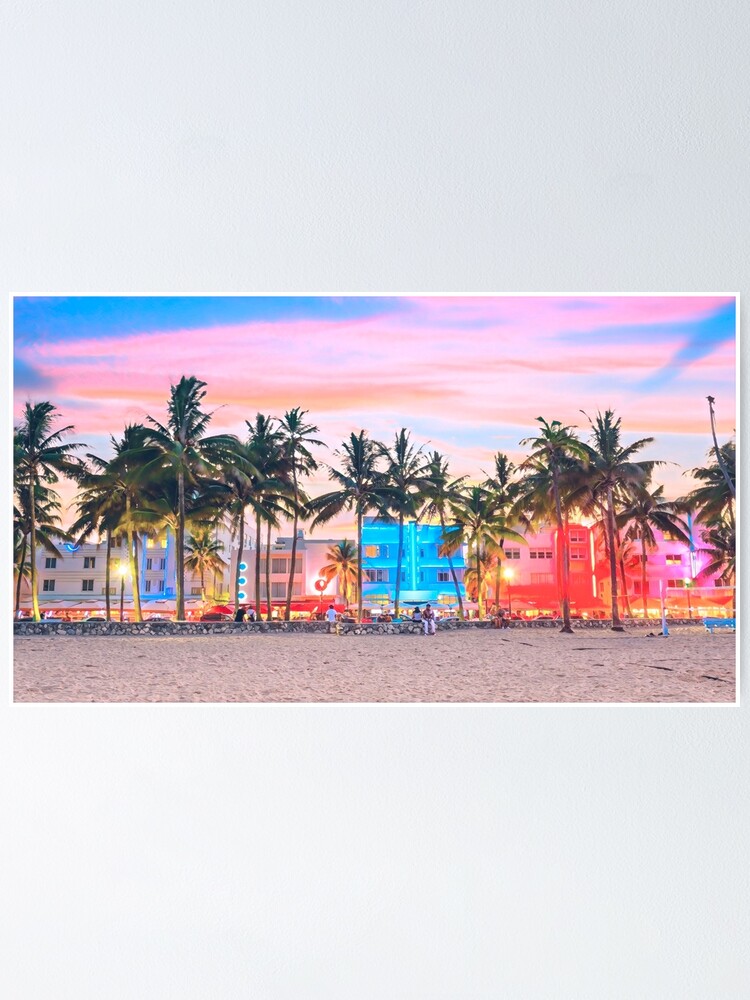 "Ocean Drive, Miami Beach" Poster for Sale by SofiaDraws Redbubble