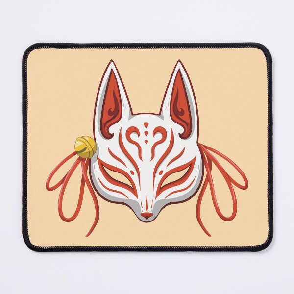 Item preview, Red Kawaii Kabuki Kitsune Mask - Traditional Japanese Mask designed and sold by ShyOwlet.