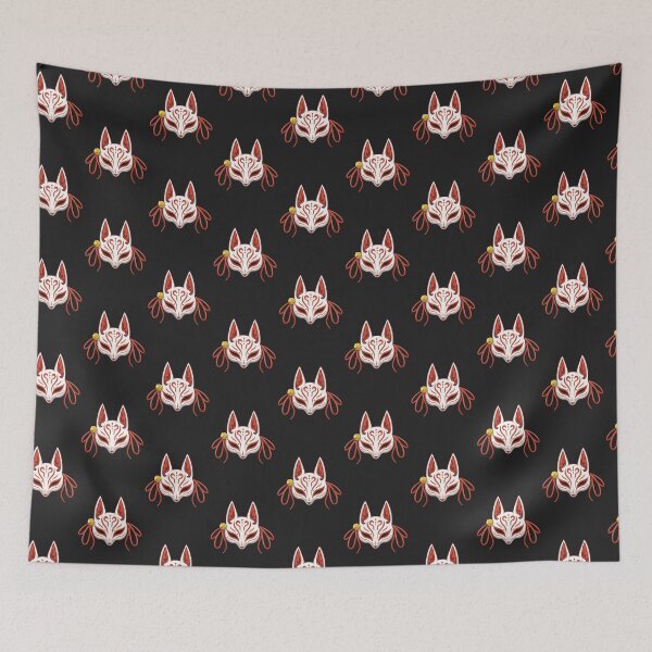 Item preview, Red Kawaii Kabuki Kitsune Mask - Traditional Japanese Mask designed and sold by ShyOwlet.
