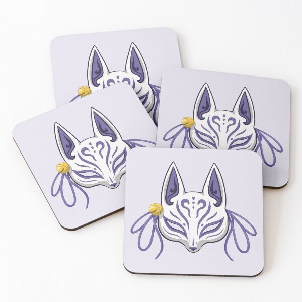 Item preview, Violet Cute Kabuki Fox Mask - Traditional Japanese Mask designed and sold by ShyOwlet.