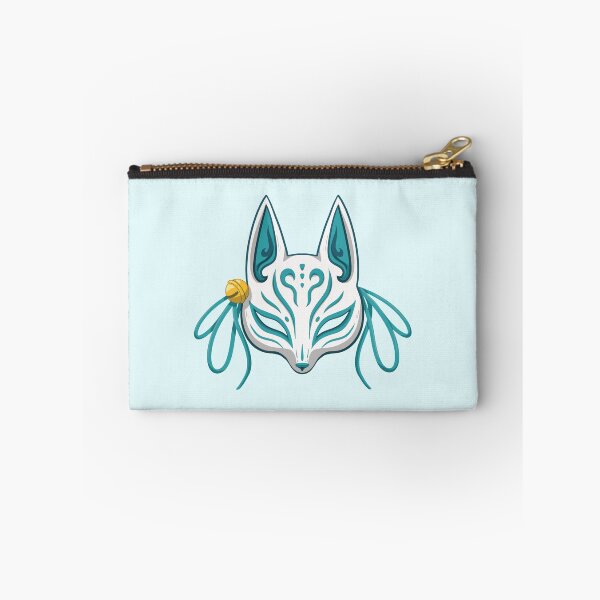 Item preview, Turquoise Kawaii Kabuki Fox Mask - Traditional Japanese Mask designed and sold by ShyOwlet.