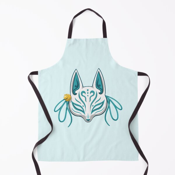 Item preview, Turquoise Kawaii Kabuki Fox Mask - Traditional Japanese Mask designed and sold by ShyOwlet.