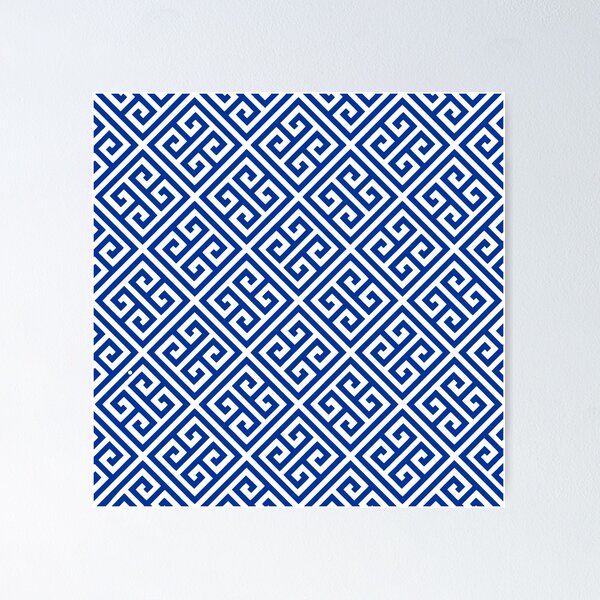 Item preview, Meandros - Greek meander white and blue design. designed and sold by angelisart.