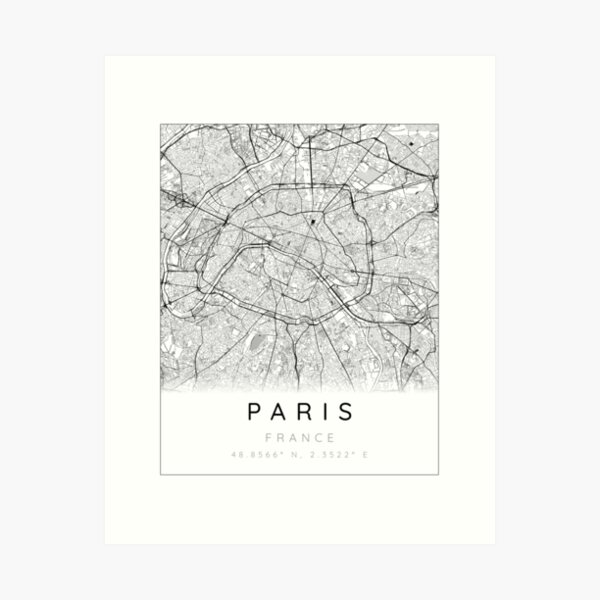 Item preview, Paris map minimalist in black and white designed and sold by DesireeVDA.