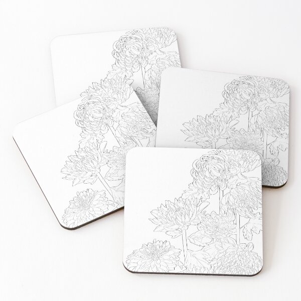 Item preview, Chrysanthemums with Thick Black Outline designed and sold by Saanis.